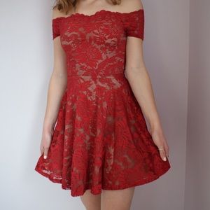 Red lace dress